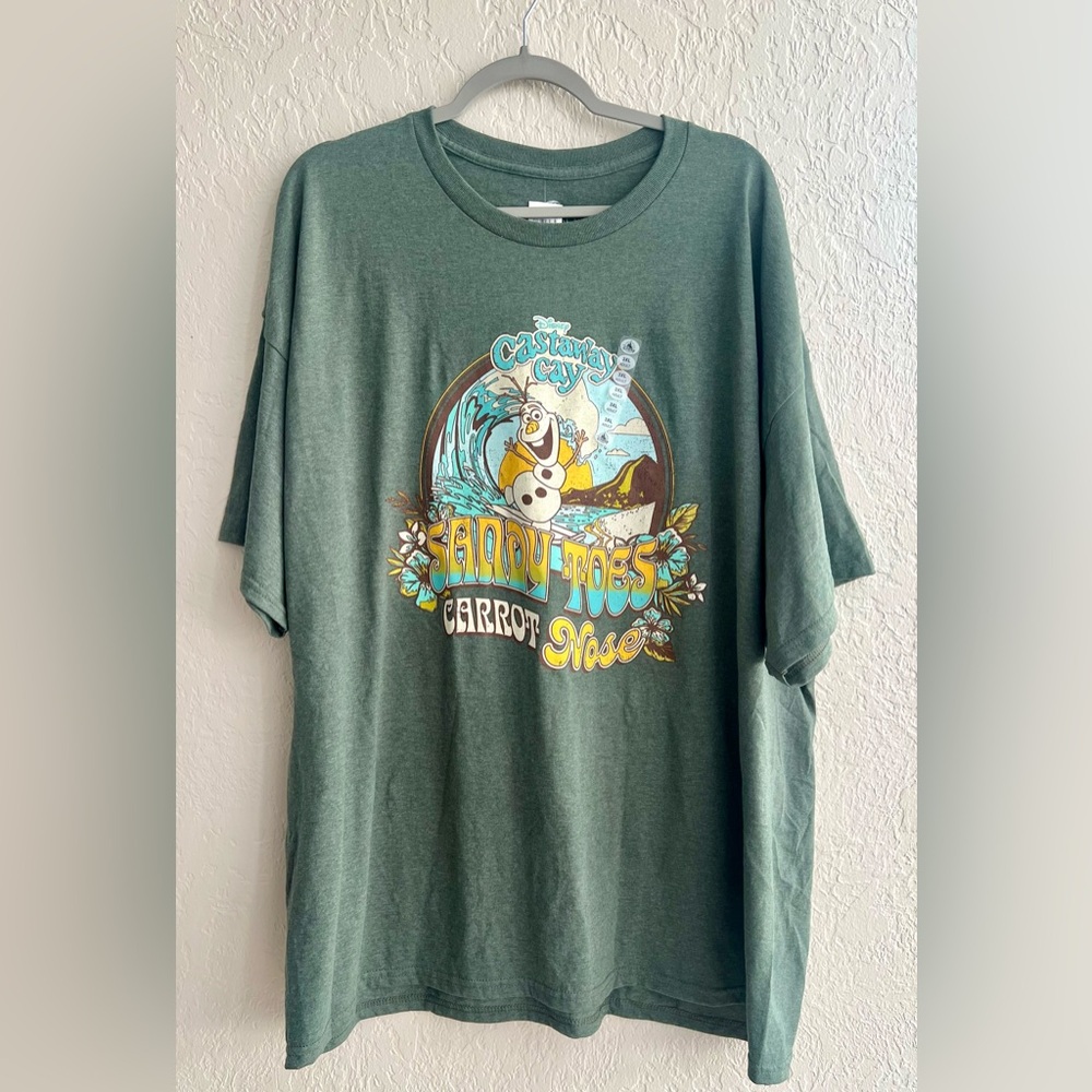 NWT Disney Cruise Line Castaway Cay Olaf Beach Shirt Size 3XL / XXXL Green